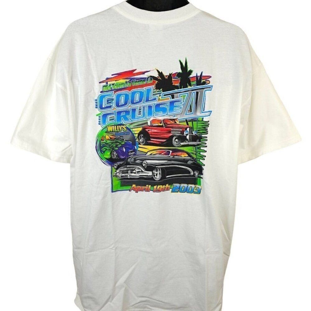 Car Show T Shirt Mens Size XL Vintage Y2K 2003 Cool Cruise Old Town La Verne NEW